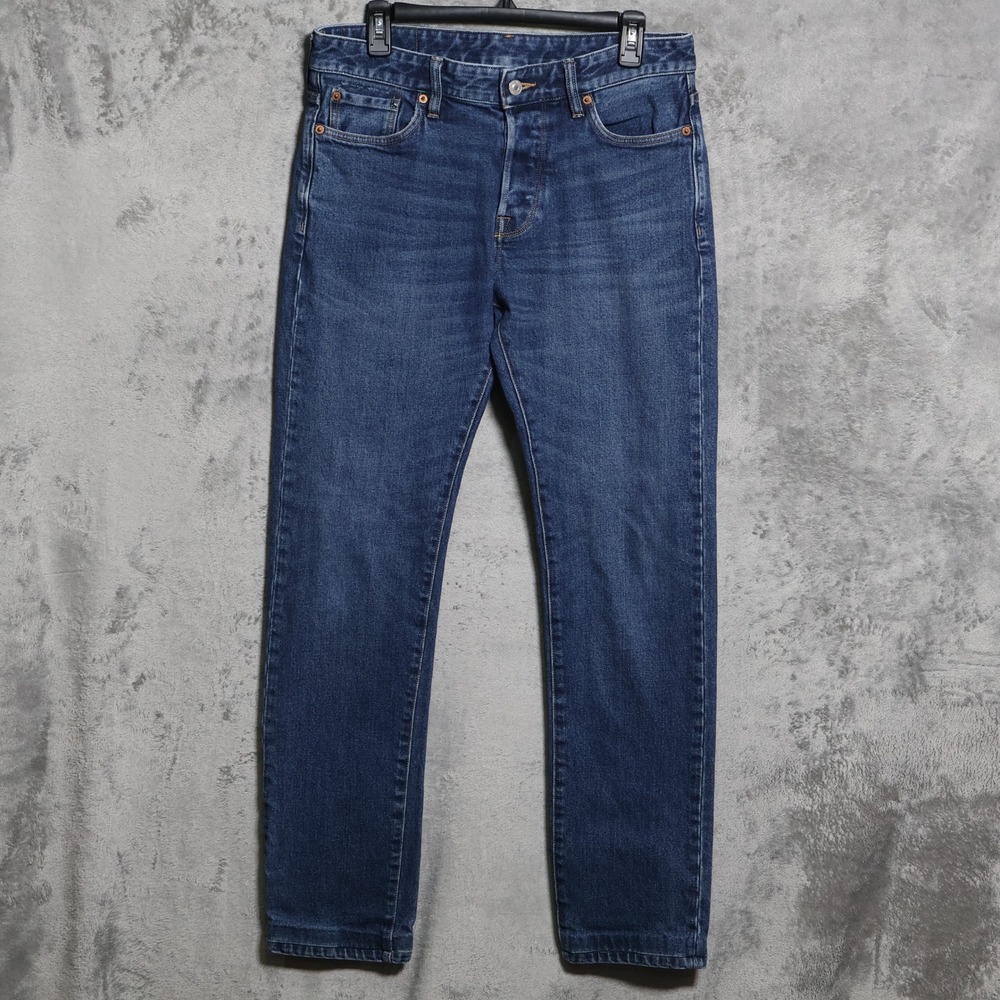 Buck Mason Maverick Slim Jeans Mens 32x31 Blue Double Dipped Denim Stretch